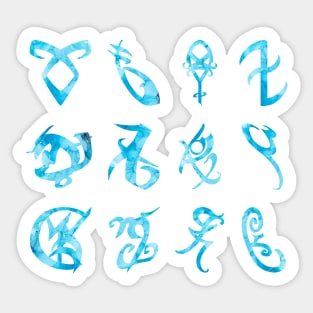 Hydro Flask stickers pack set - Shadowhunters rune (blue ink sea) | Parabatai | Angelic power rune | Alec, Magnus Sticker